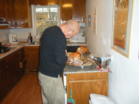 John working on the turkey